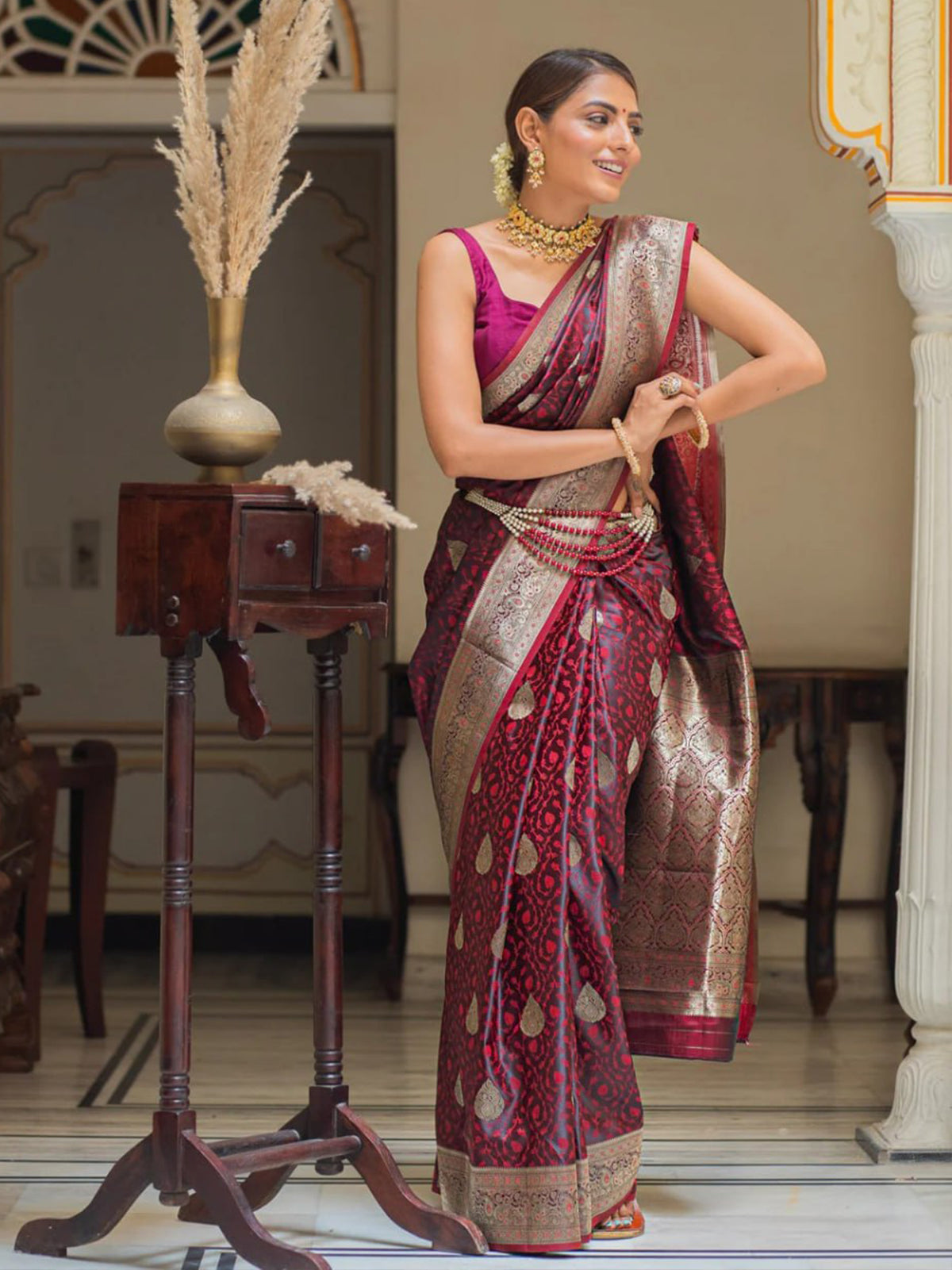 Banarasi Pattern Soft Silk Saree AY- 50106