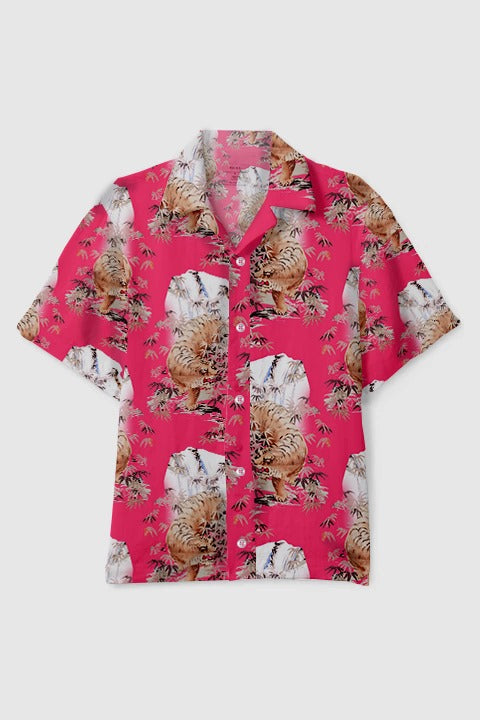 Coral Tiger Printed Shirt D7006