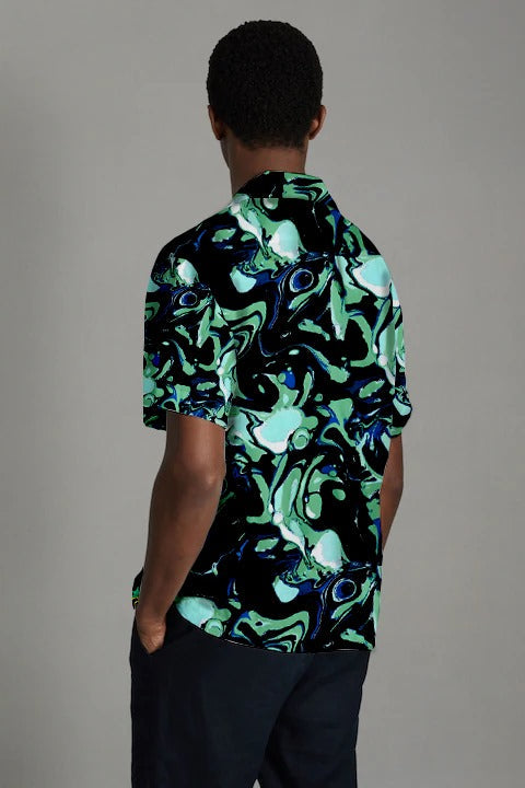 Wave Graphic Printed Shirt D7003