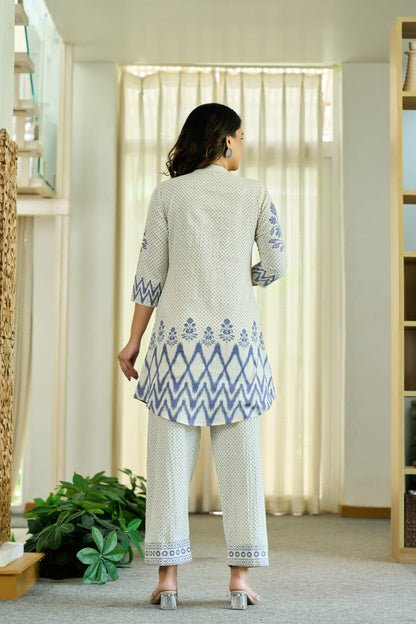 Chic Floral & Polka Dot Printed Pure Cotton Co-Ord Set D6282 - kharidari