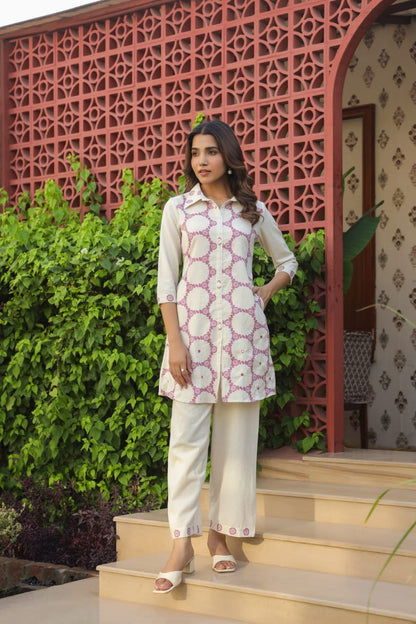 Modern Circle Print Pure Cotton Co-Ord Set D6284 - kharidari