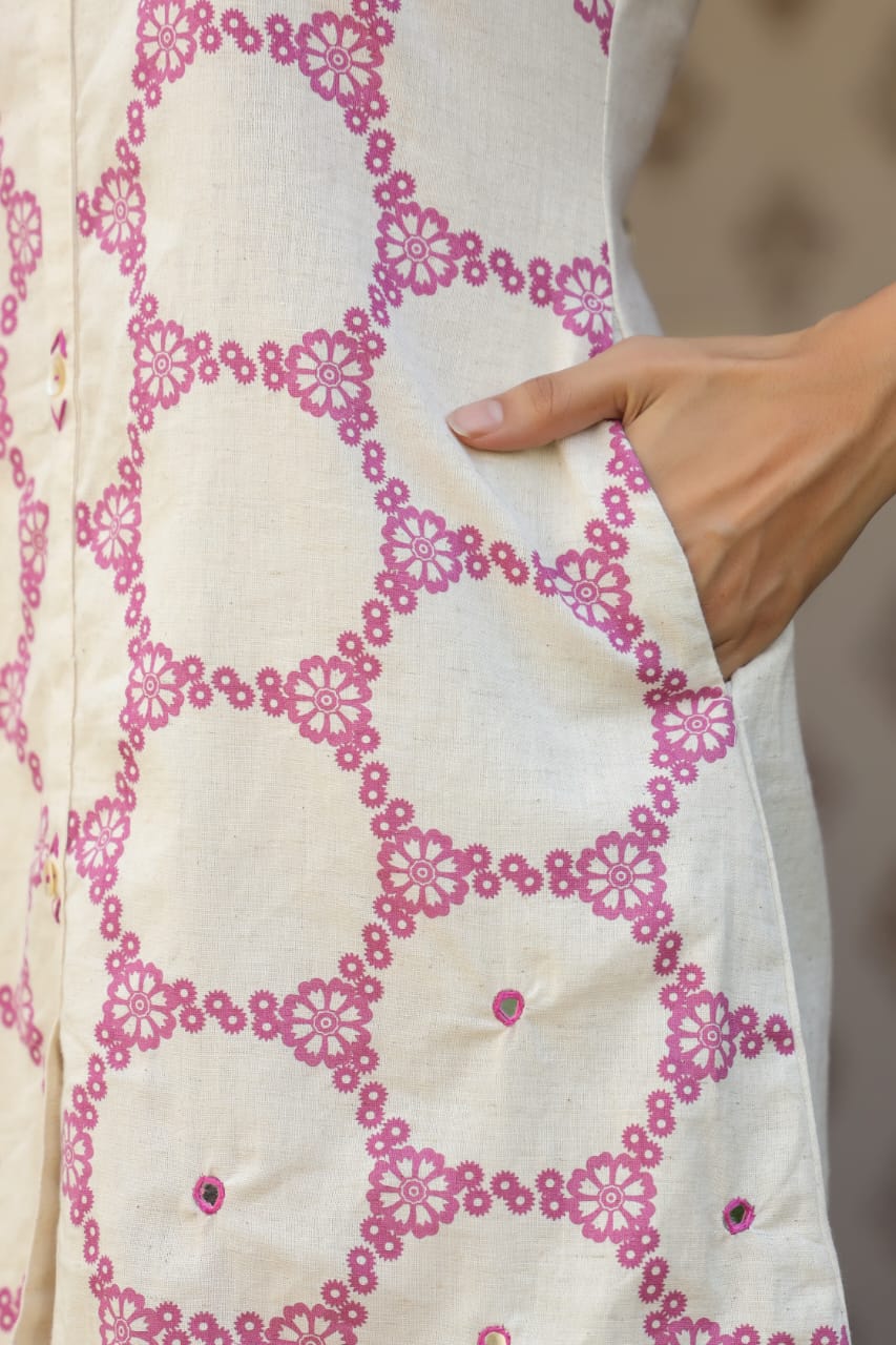 Modern Circle Print Pure Cotton Co-Ord Set D6284 - kharidari