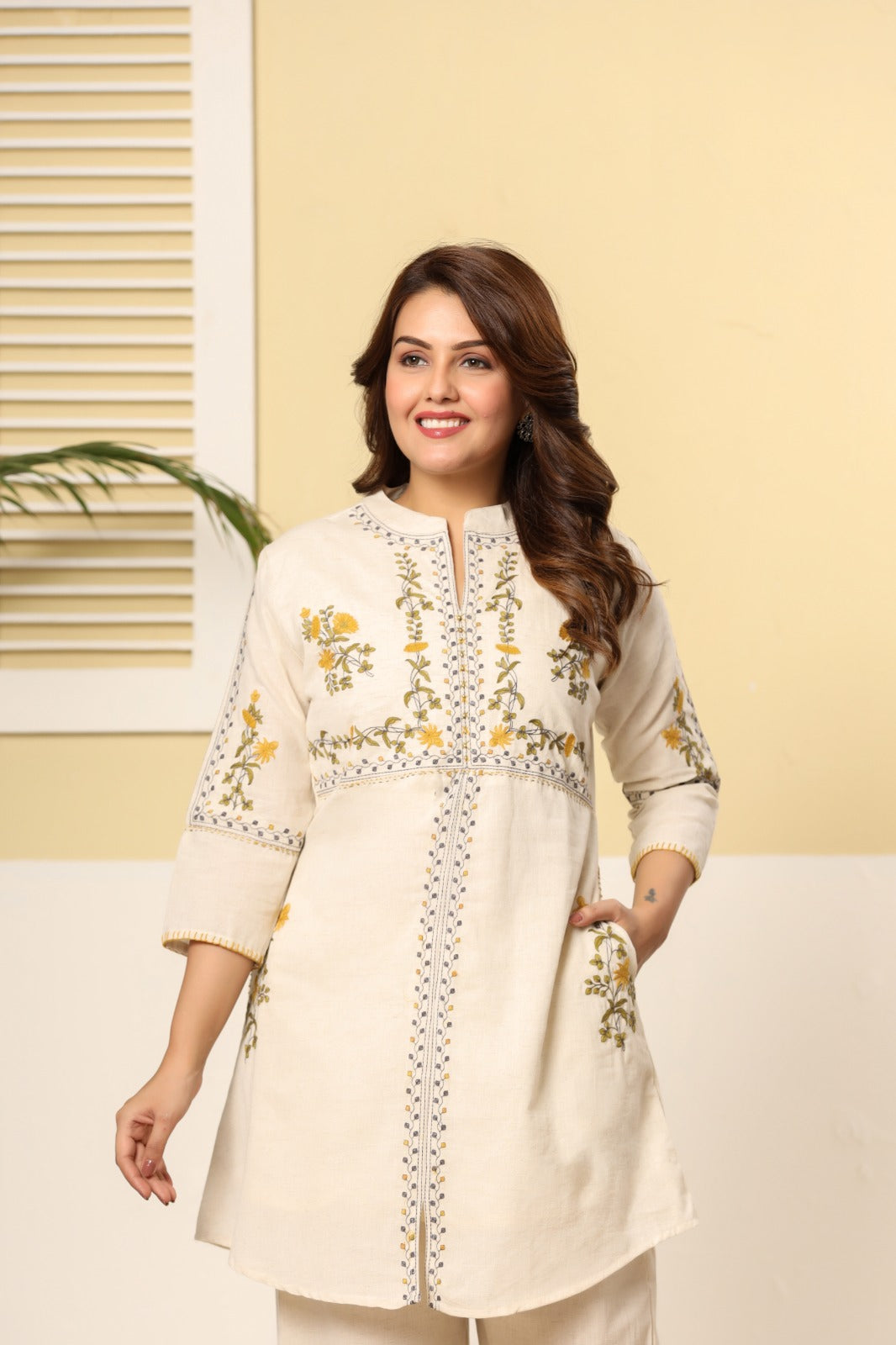 Premium Cotton Embroidered Co-ord set Floral Elegance Edition D6285 - kharidari