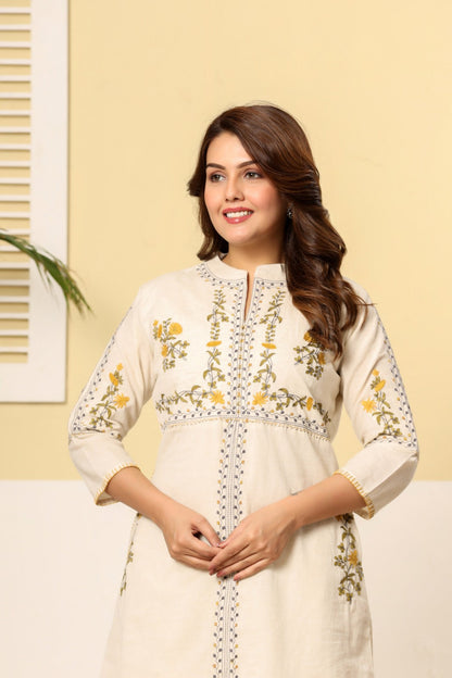 Premium Cotton Embroidered Co-ord set Floral Elegance Edition D6285 - kharidari