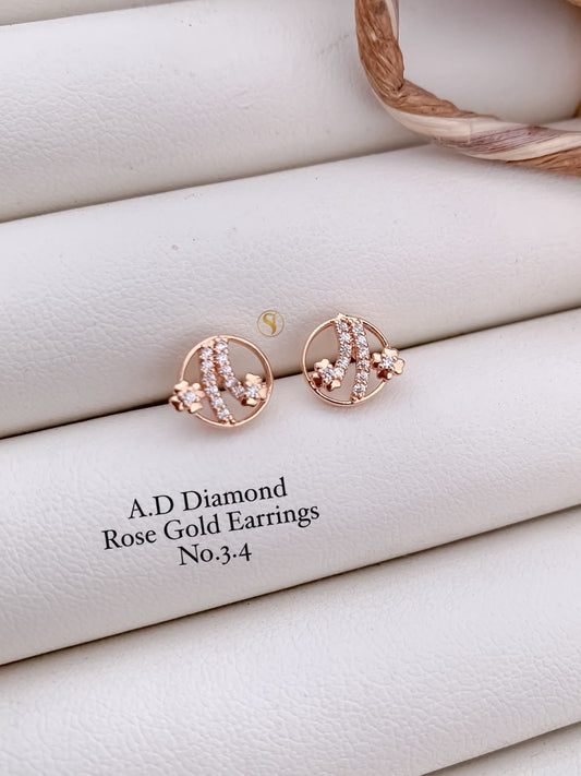 Trendy Circular AD Stone Stud Earrings with Flower Accent Details JJ04