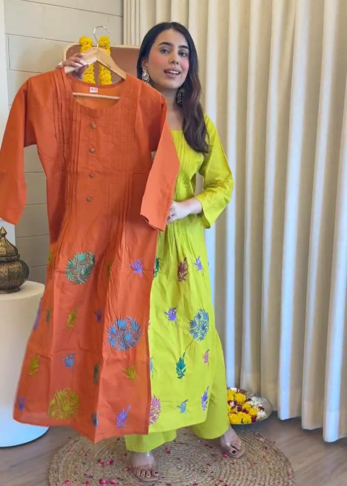 Stylish Pure Cotton Embroidered Co-ord Set D6216 - kharidari