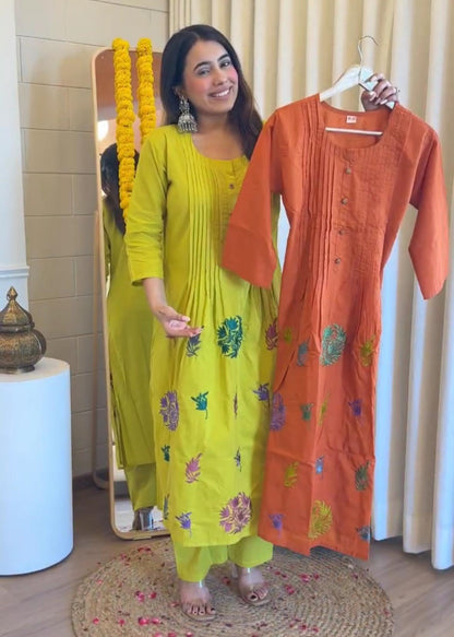 Stylish Pure Cotton Embroidered Co-ord Set D6216 - kharidari