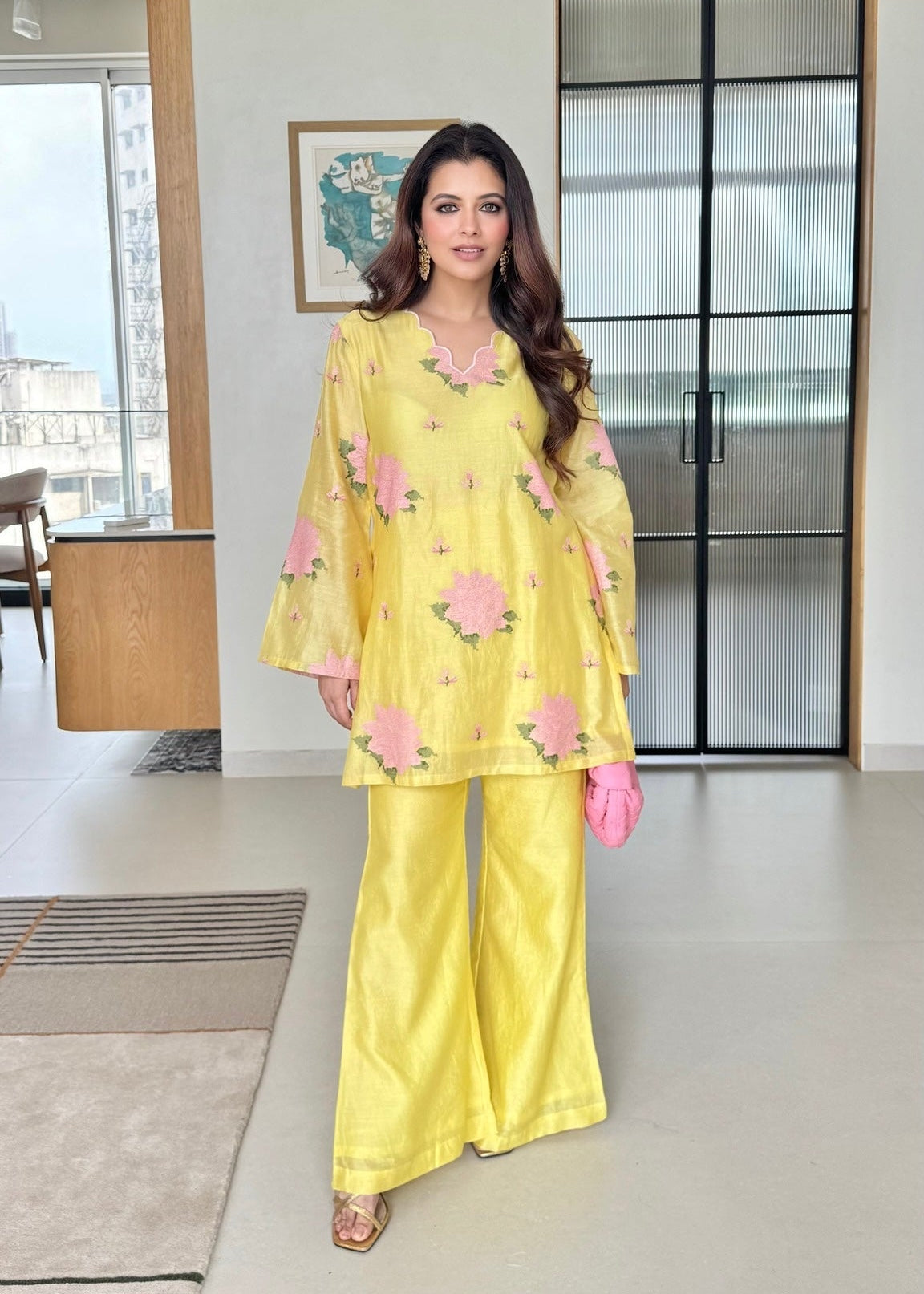 Aurelia Yellow Mul Chanderi Co-Ord Ensemble D6333