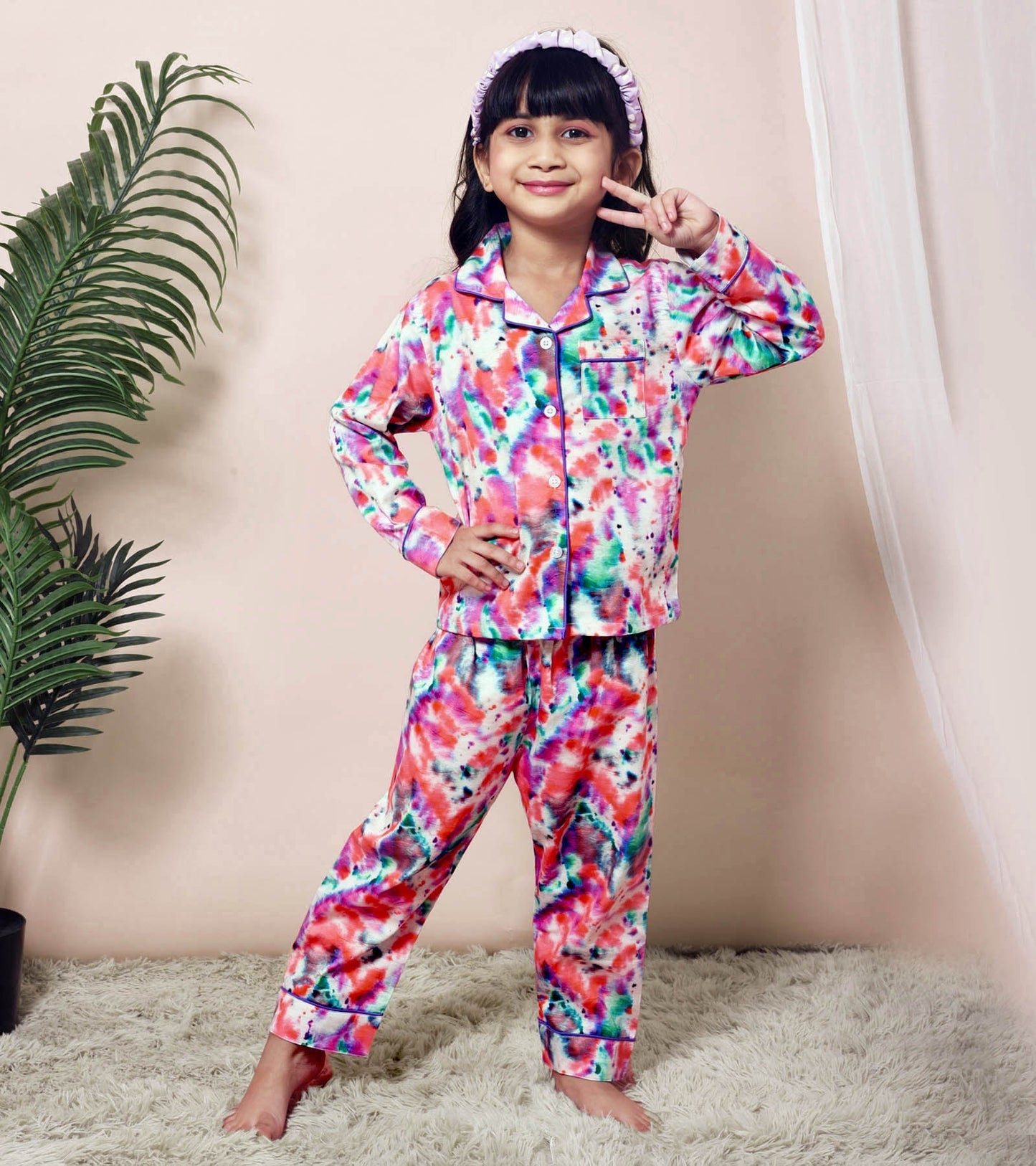 Bandhej Printed Girls Nightsuit Set D114