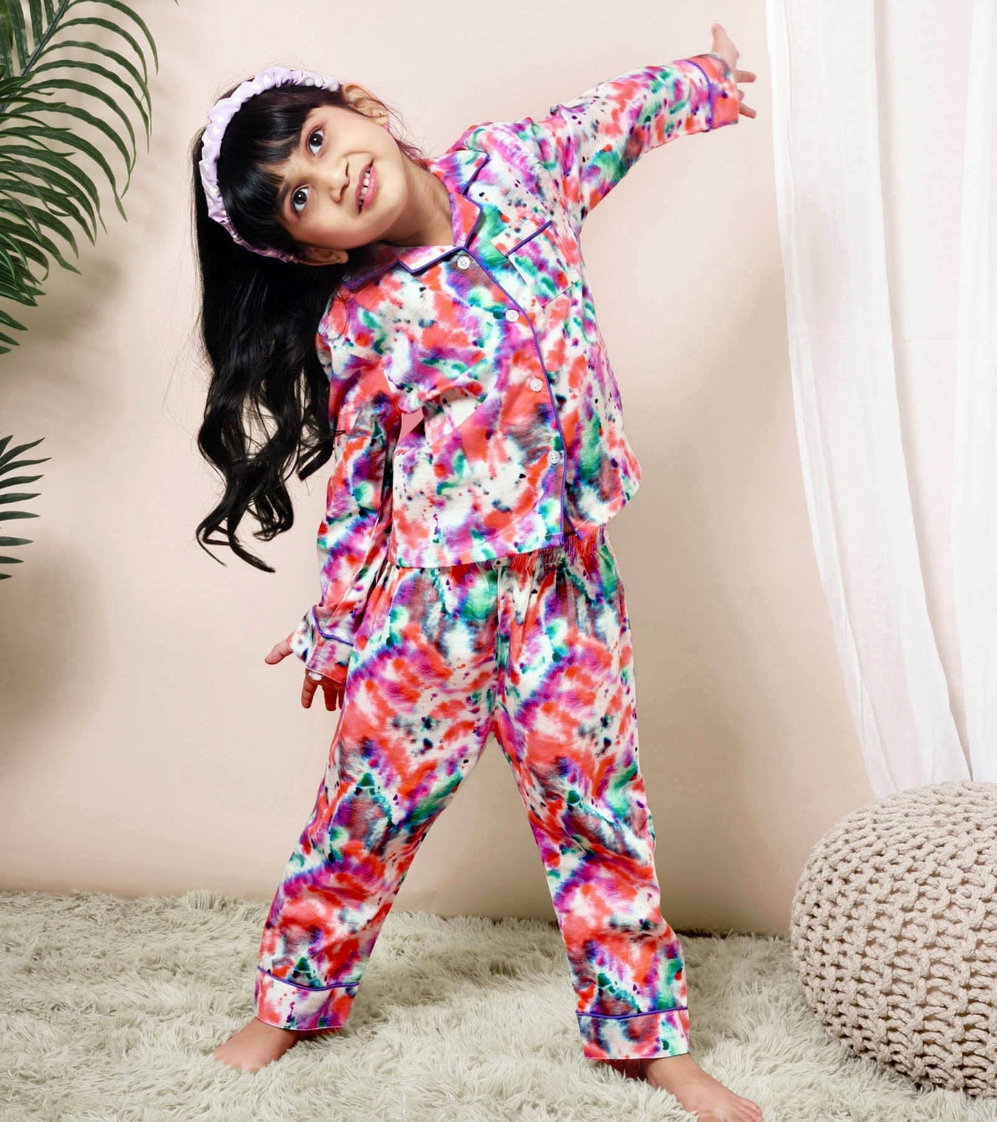 Bandhej Printed Girls Nightsuit Set D114