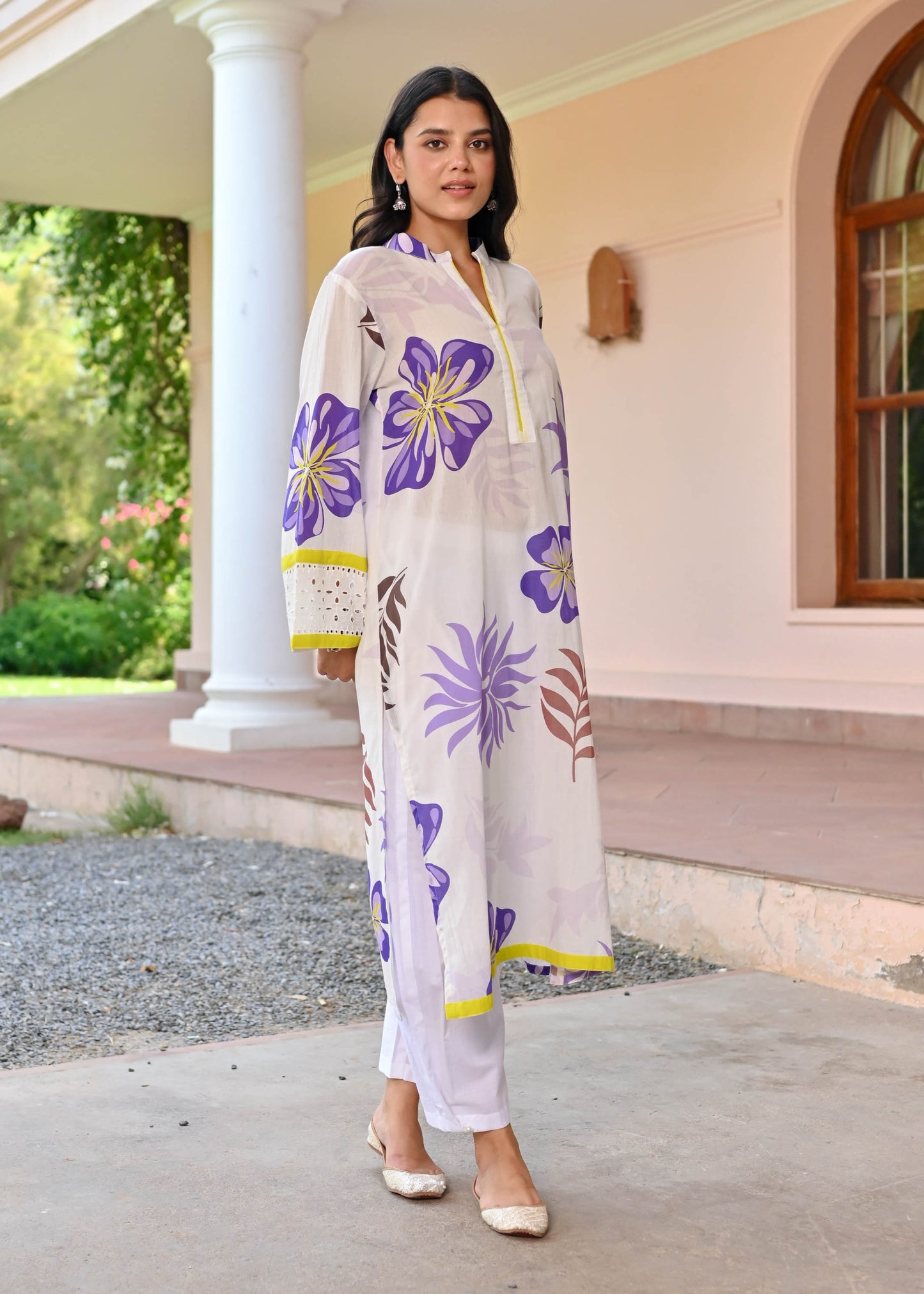 Beautiful Textured flower print kurti set D6114