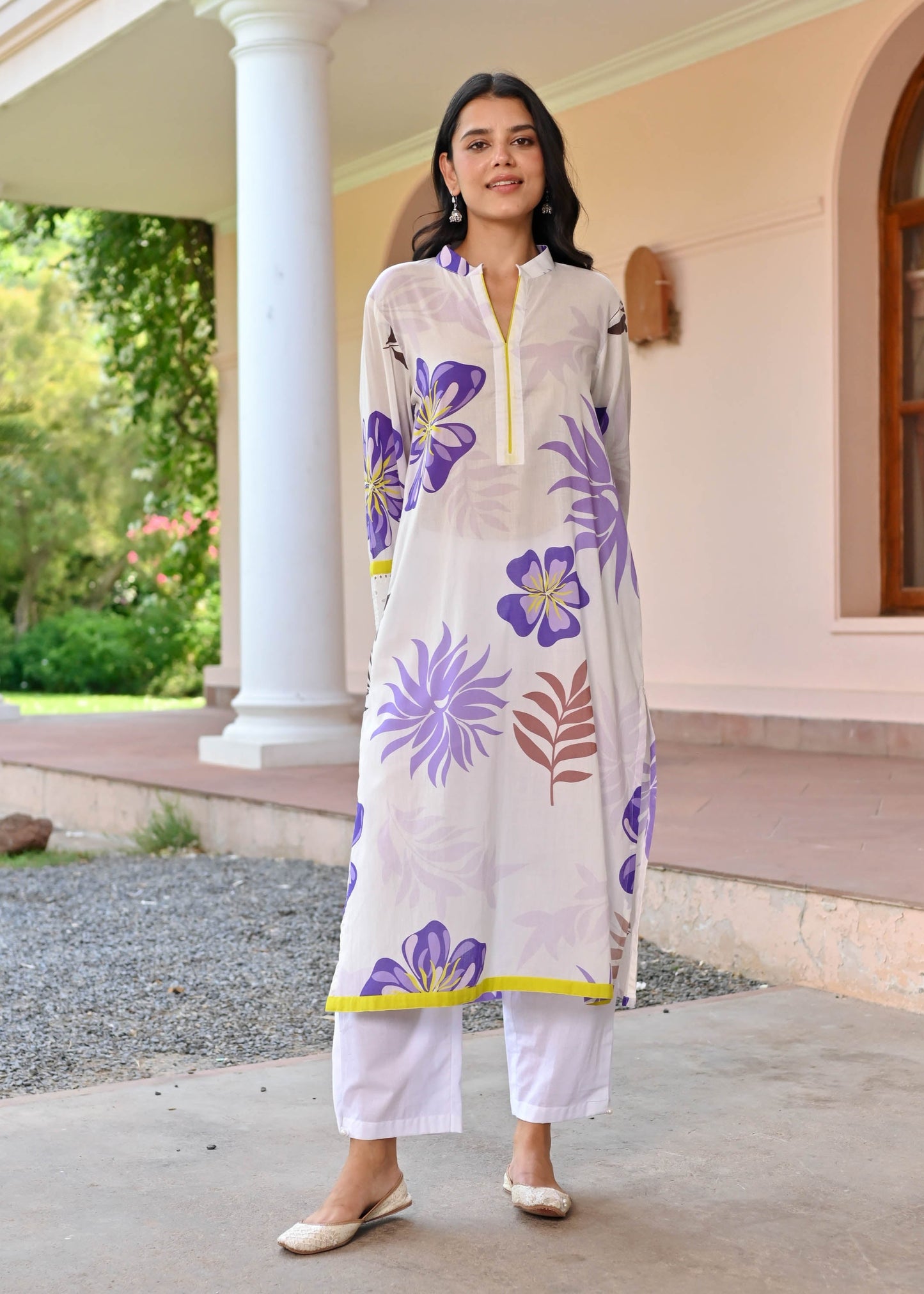 Beautiful Textured flower print kurti set D6114