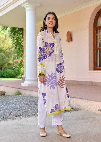 Beautiful Textured flower print kurti set D6114 - kharidari