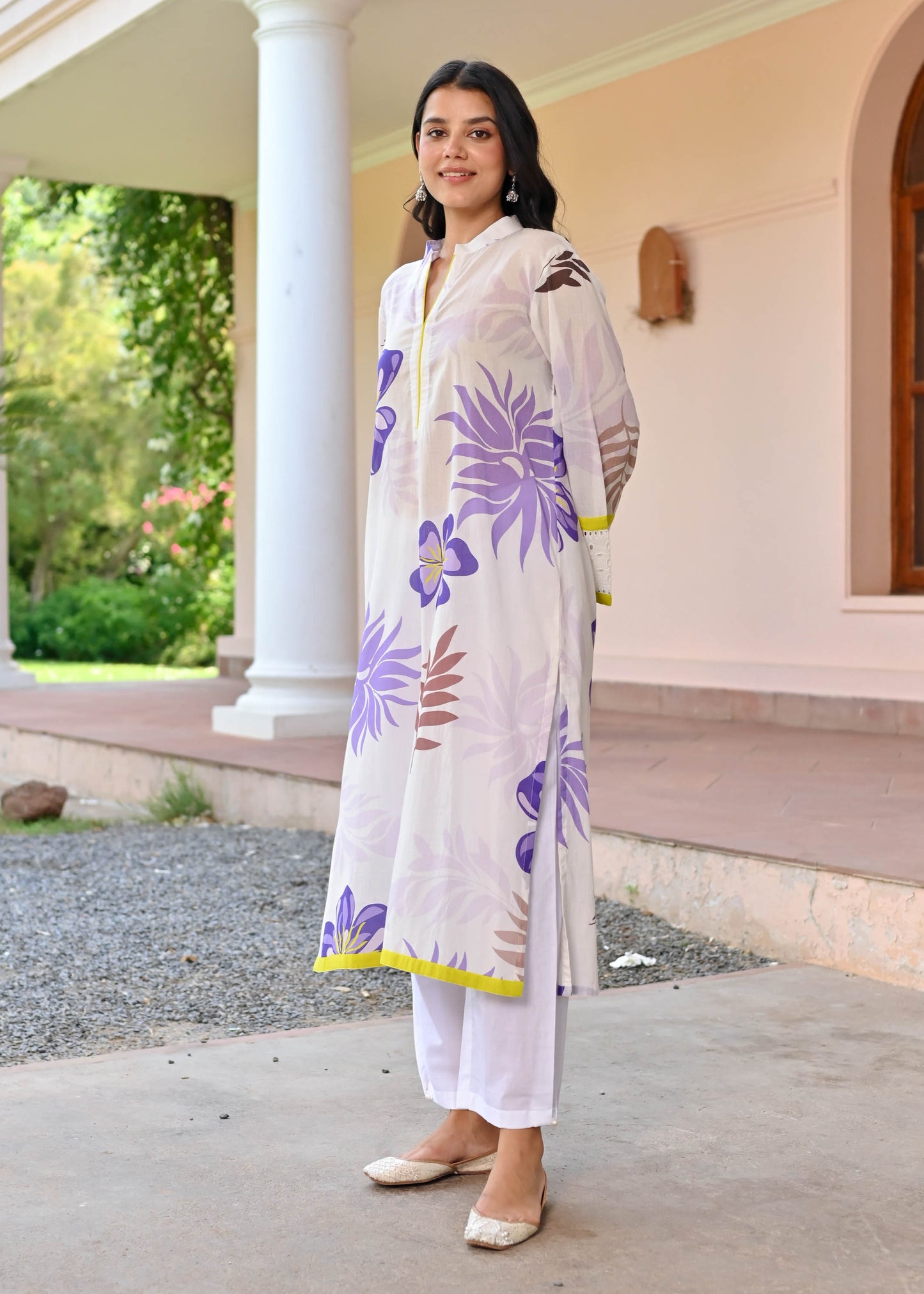 Beautiful Textured flower print kurti set D6114