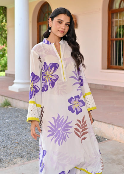 Beautiful Textured flower print kurti set D6114