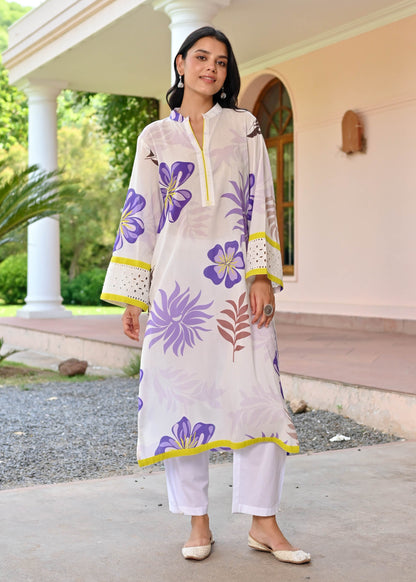 Beautiful Textured flower print kurti set D6114