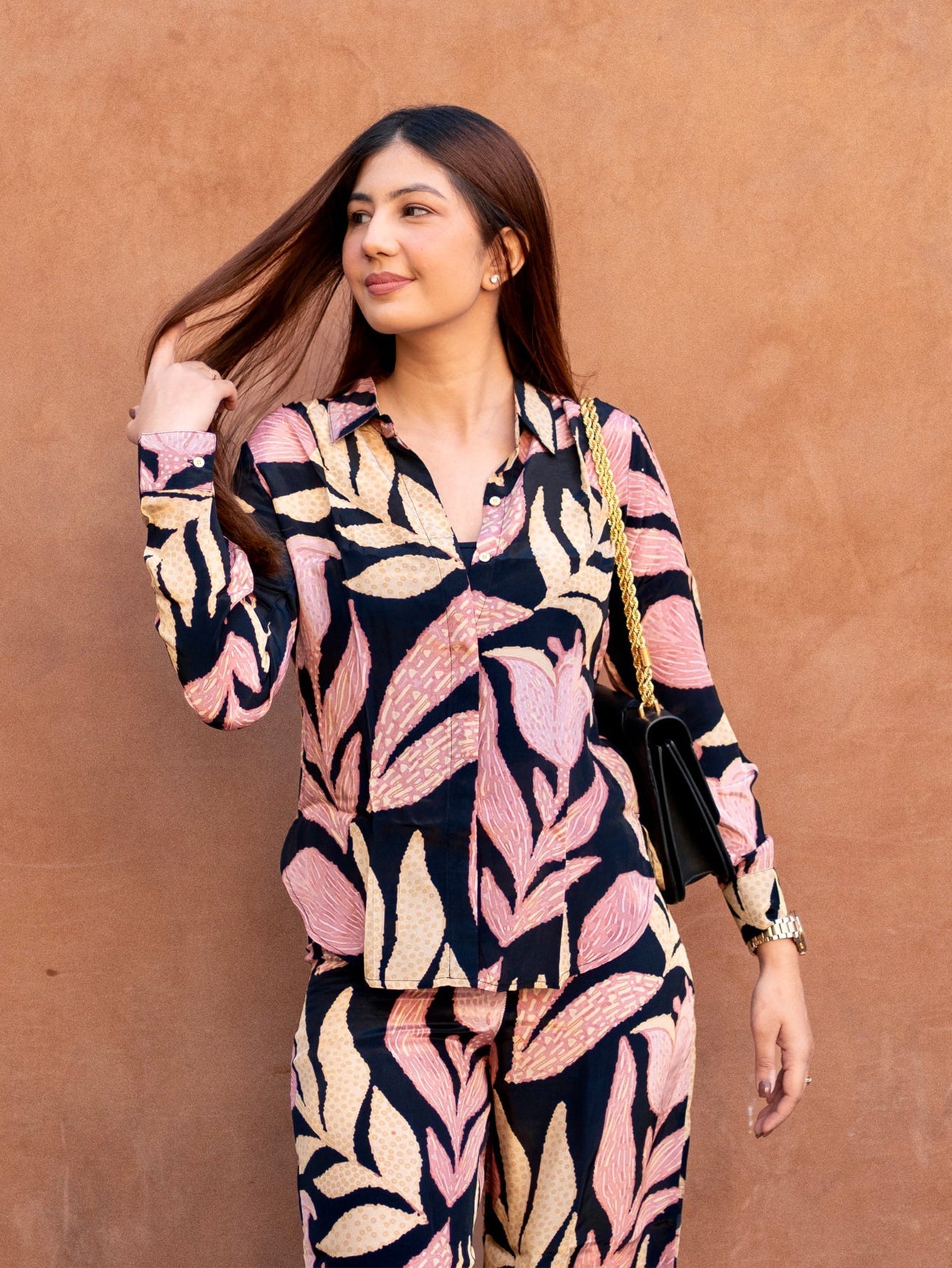 Black Floral Printed Co-ord Set VT-01172 - kharidari