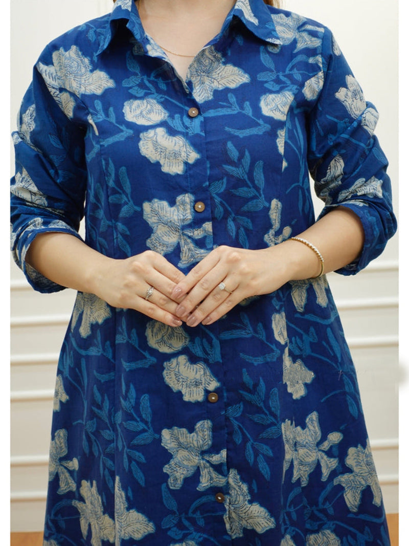 Blue floral printed Cotton Co-ord Set D5019