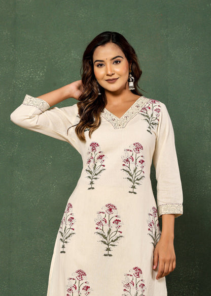 Botanical Bliss: Flower Plant Printed Co-ord Set D6251 - kharidari