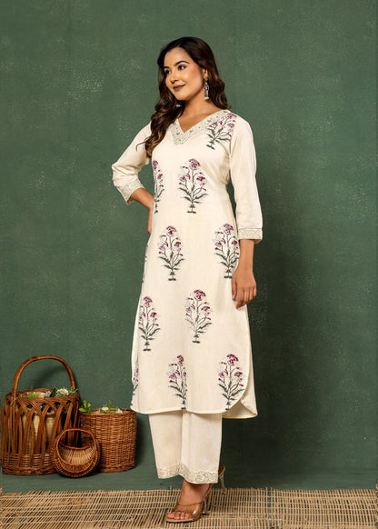 Botanical Bliss: Flower Plant Printed Co-ord Set D6251 - kharidari