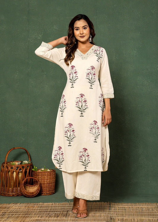 Botanical Bliss: Flower Plant Printed Co-ord Set D6251 - kharidari
