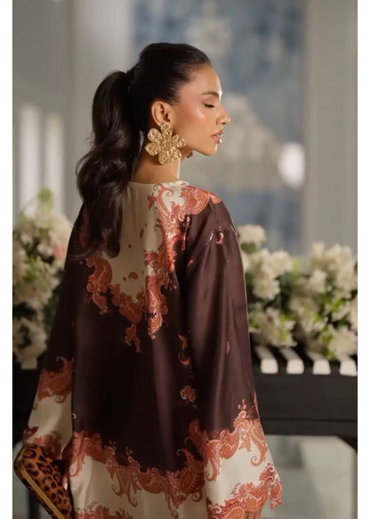 Brown & Cream Paisley Print Co-ord Set – Elegant Rayon Ensemble D6306