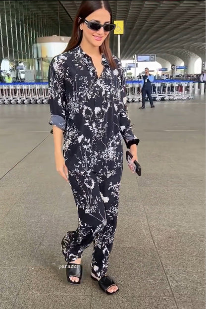 Celebrity Style Flower Printed Co-ord Set D6020