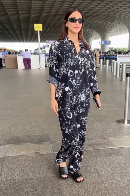 Celebrity Style Flower Printed Co-ord Set D6020