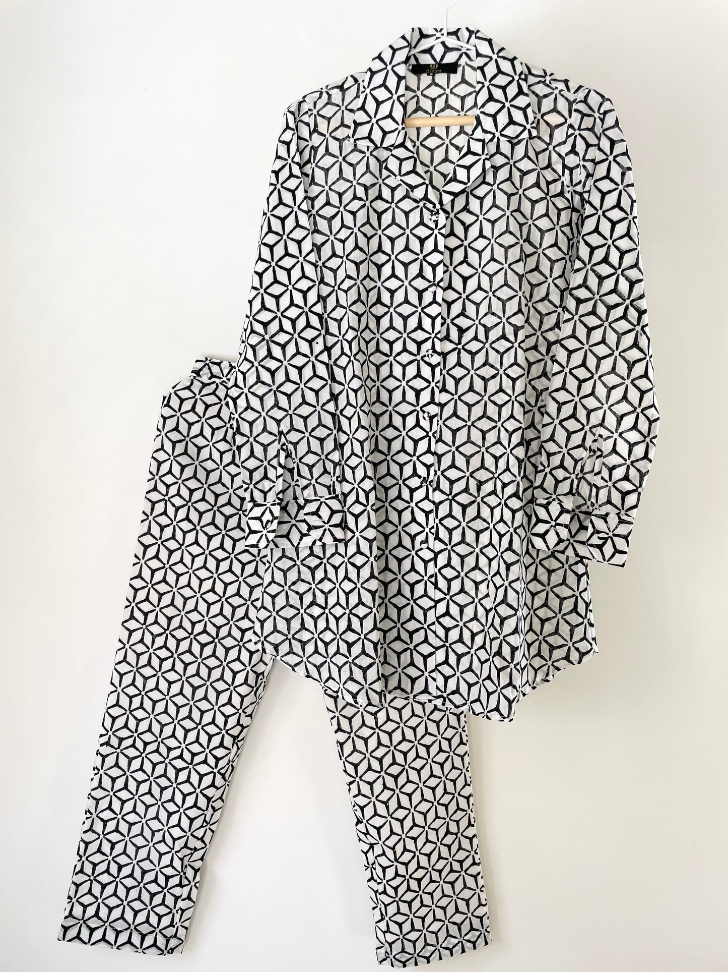 charcoal grey print Muslin Cotton Co-ord Set D6007