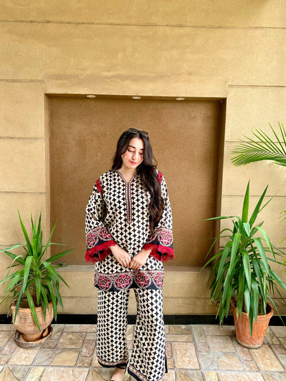 Comfort Fit Designer Rayon Co-Ord Set for Women D6334