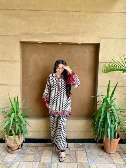 Comfort Fit Designer Rayon Co-Ord Set for Women D6334