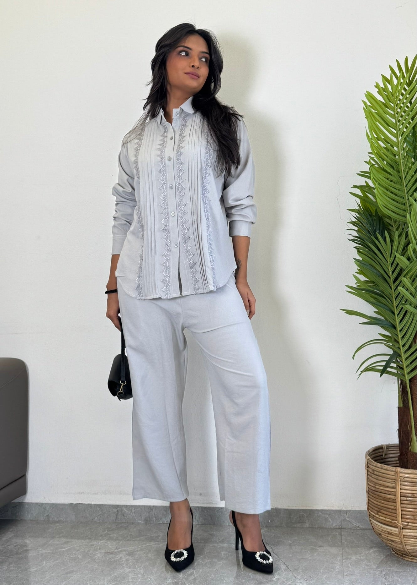 Cool & Confident Grey Party wear Co-ord Set - kharidari