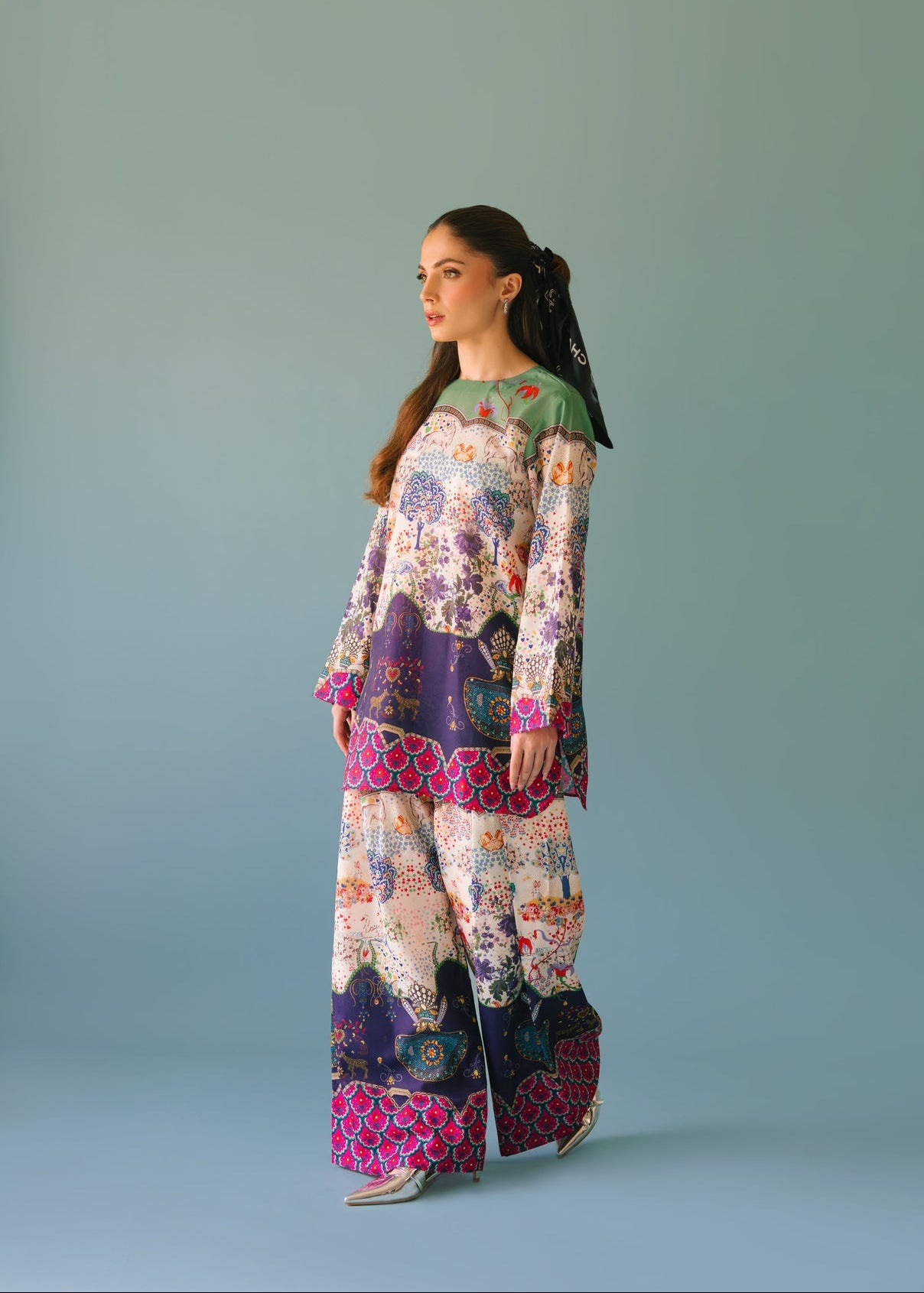 Elegant Animal Printed Rayon Co-ord Set for Women D6308