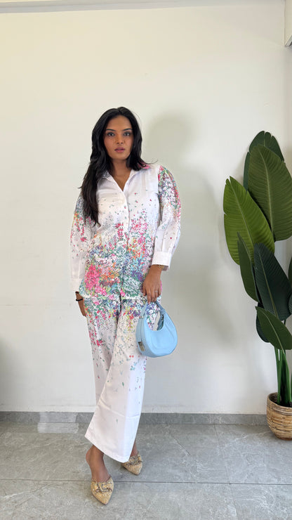 Elegant Flower Printed Raymond Cotton Co-ord Set D6166 - kharidari