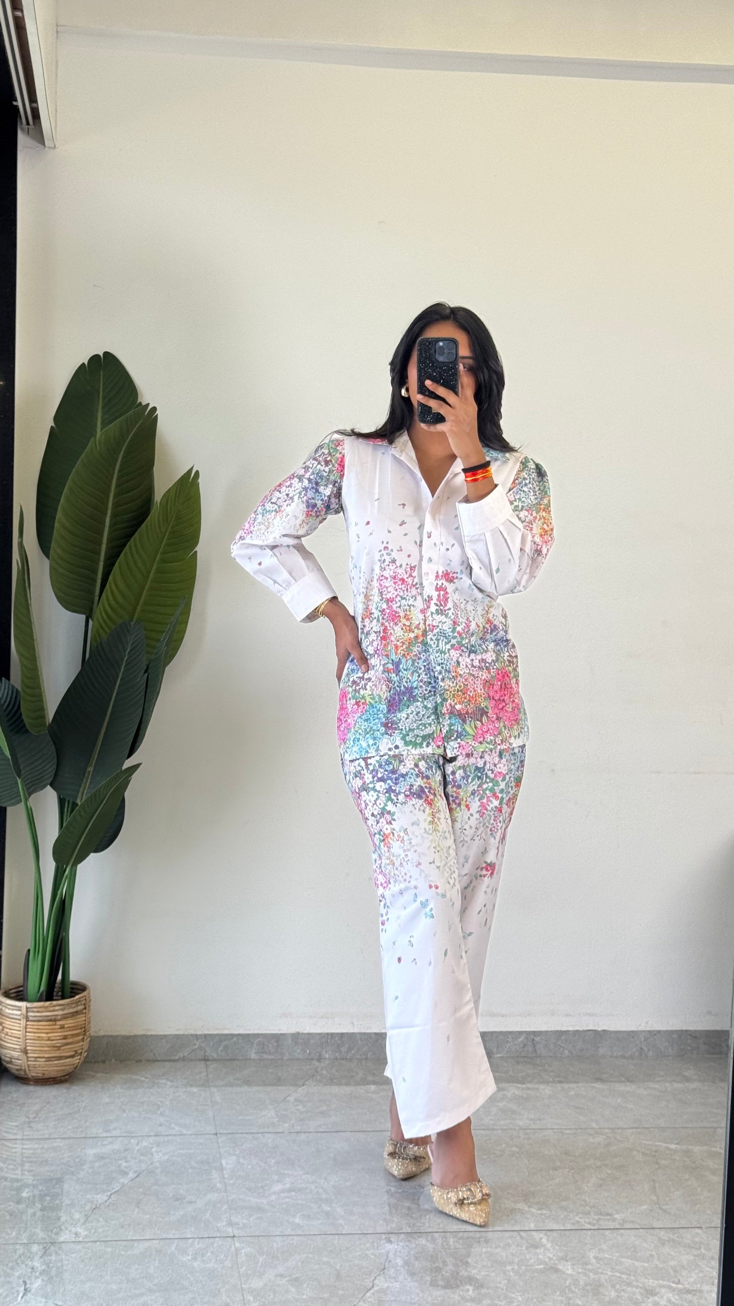 Elegant Flower Printed Raymond Cotton Co-ord Set D6166 - kharidari