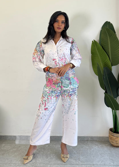 Elegant Flower Printed Raymond Cotton Co-ord Set D6166
