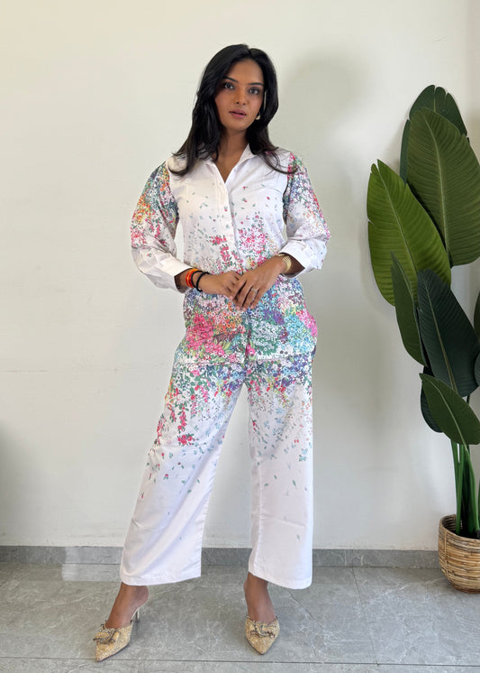 Elegant Flower Printed Raymond Cotton Co-ord Set D6166