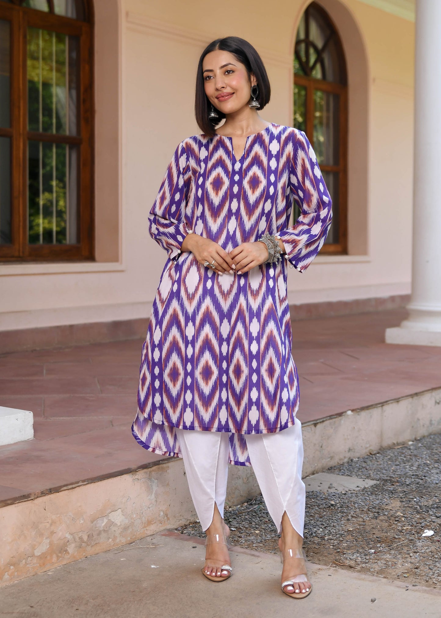 Elegant Ikkat Print Kurta Set D6116