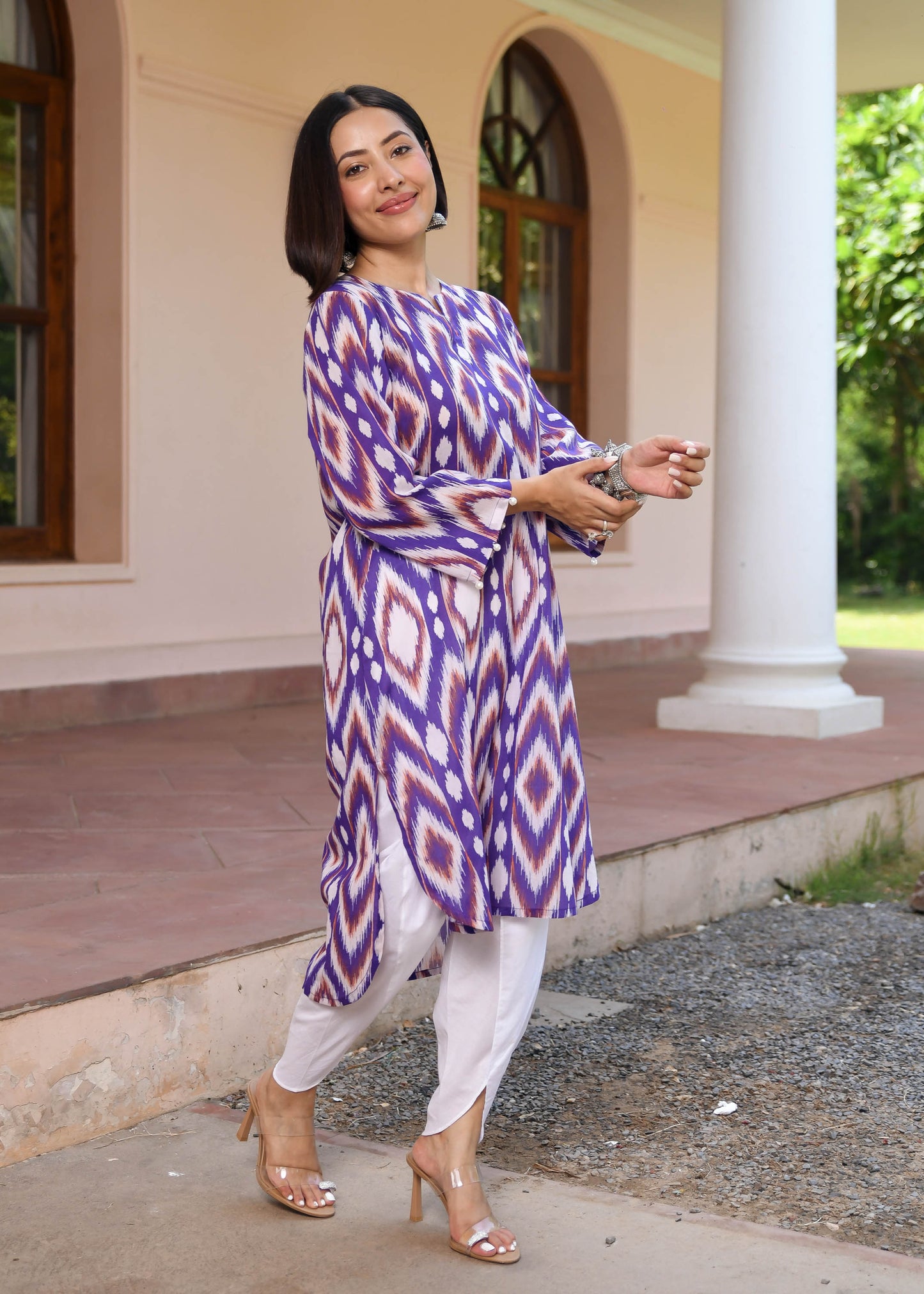 Elegant Ikkat Print Kurta Set D6116