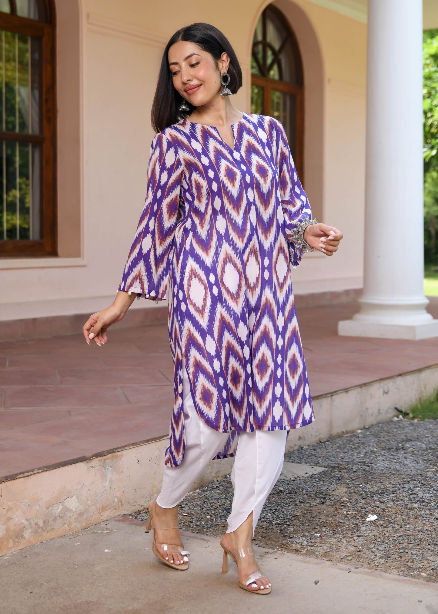 Elegant Ikkat Print Kurta Set D6116