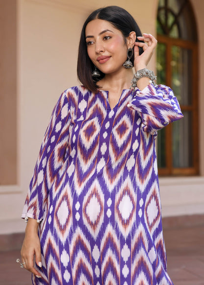 Elegant Ikkat Print Kurta Set D6116