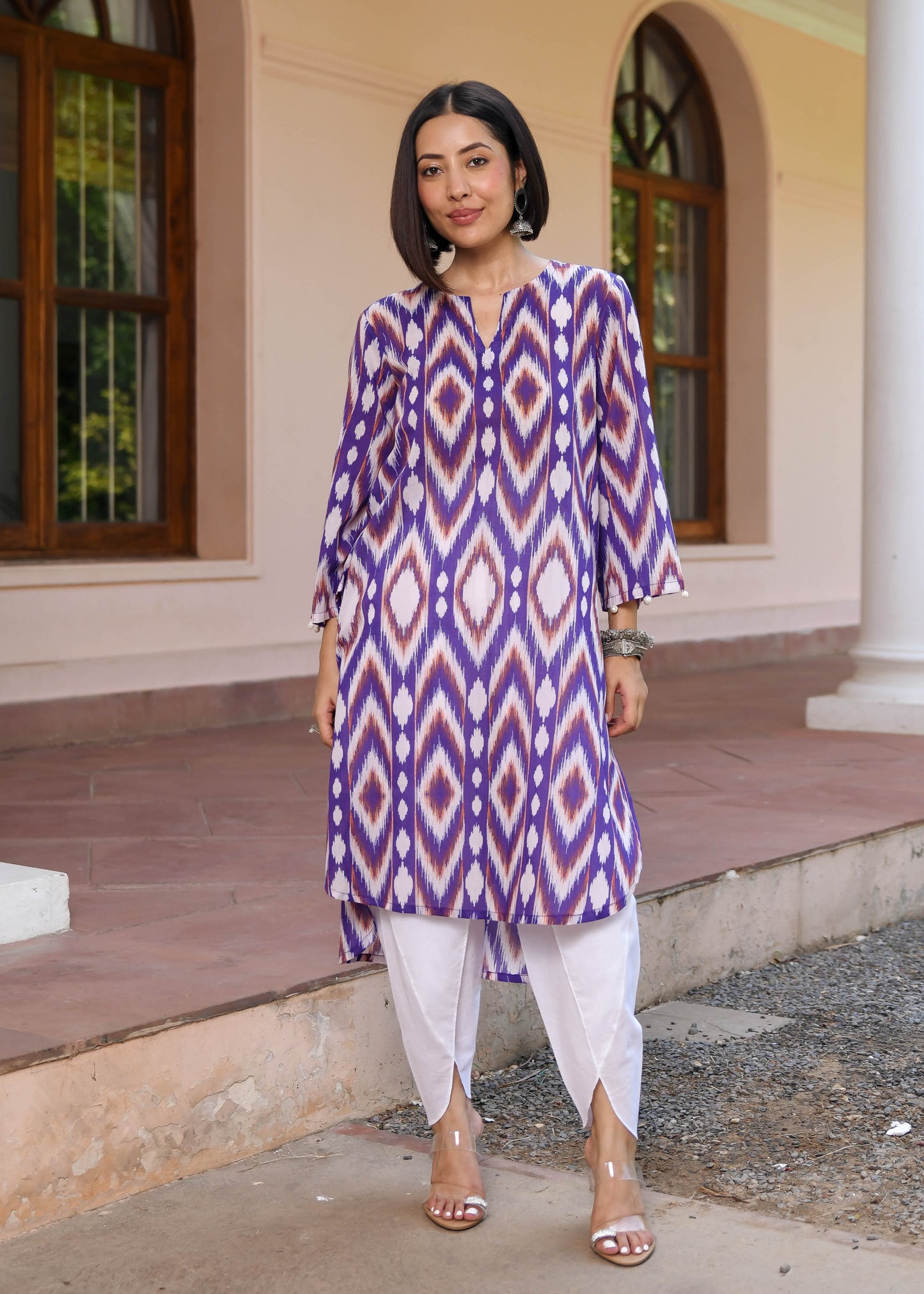Elegant Ikkat Print Kurta Set D6116