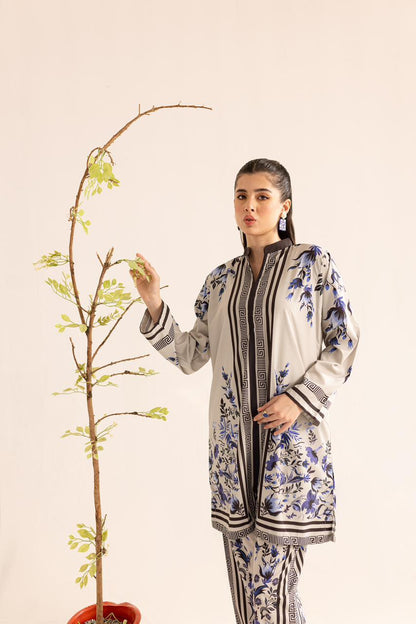 Elegant Malai Satin Printed Co-ord set D6110