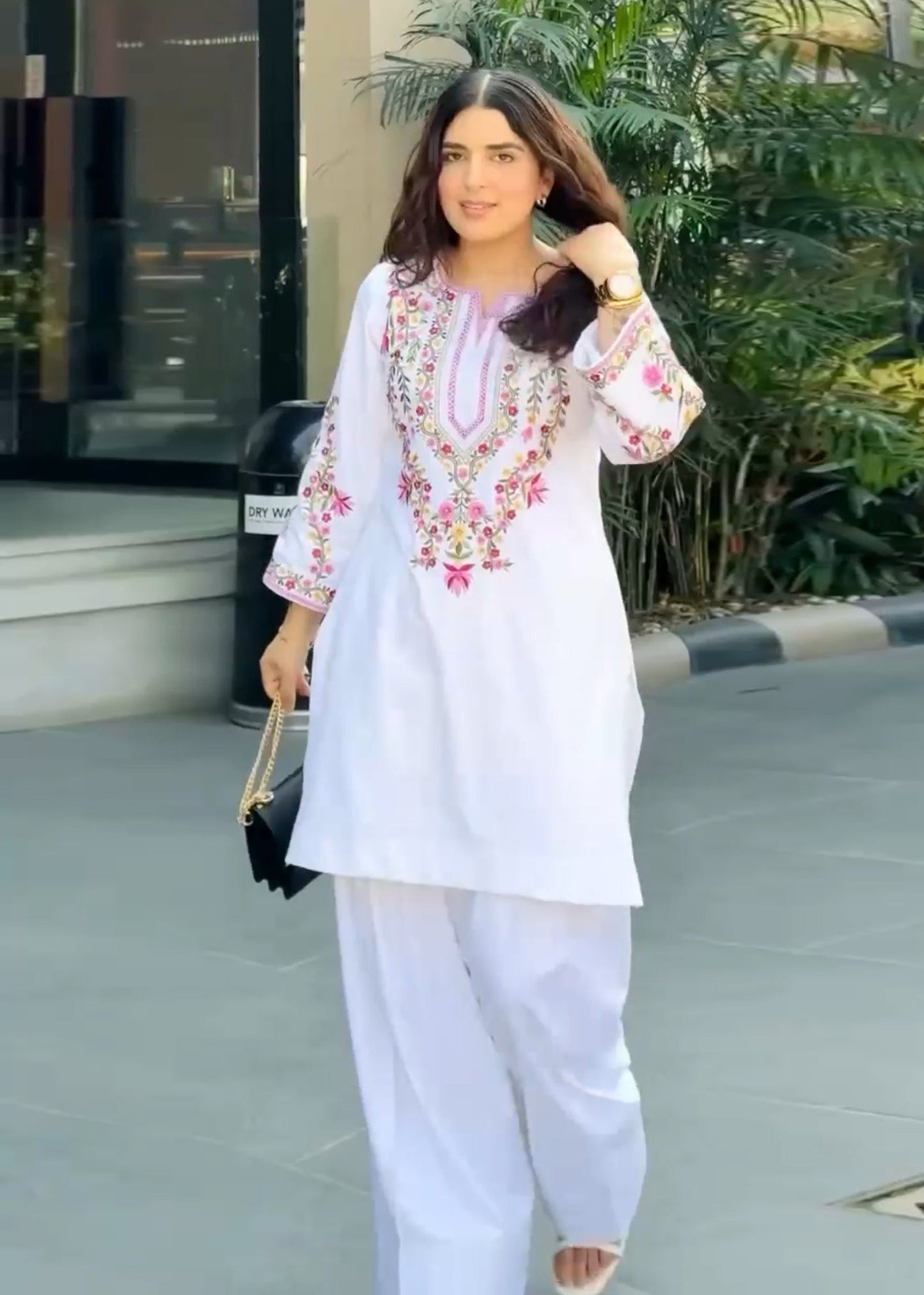 legance in White  Premium Jam Cotton Embroidered Co-ord Set D6244 - kharidari