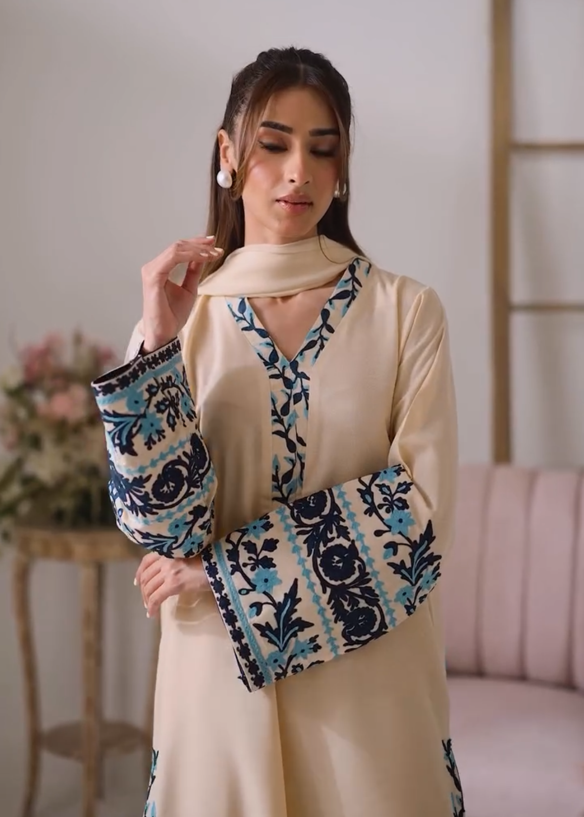 Women’s Ethnic Embroidered Georgette suit Set with Dupatta | Party Wear D6338