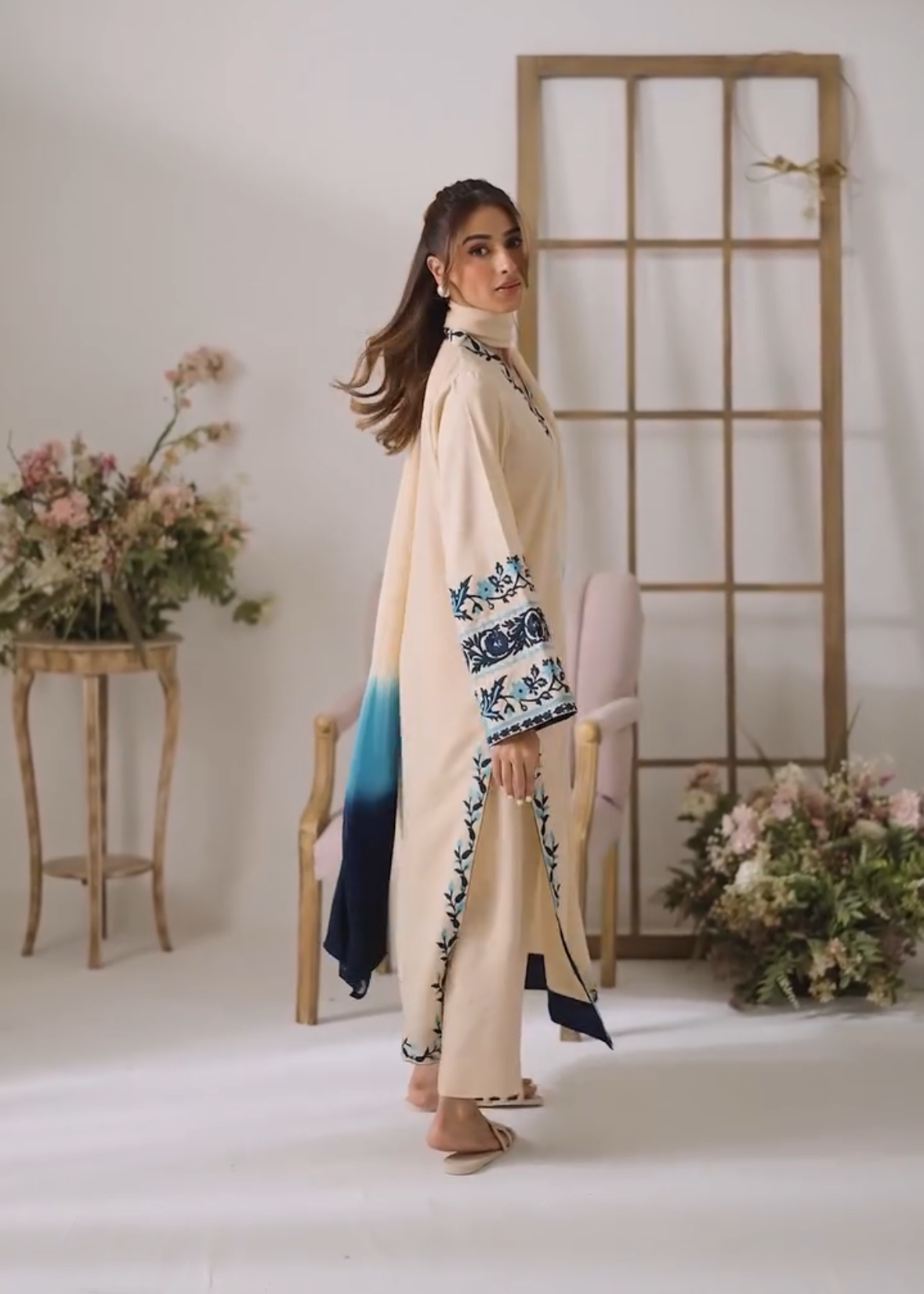 Women’s Ethnic Embroidered Georgette suit Set with Dupatta | Party Wear D6338