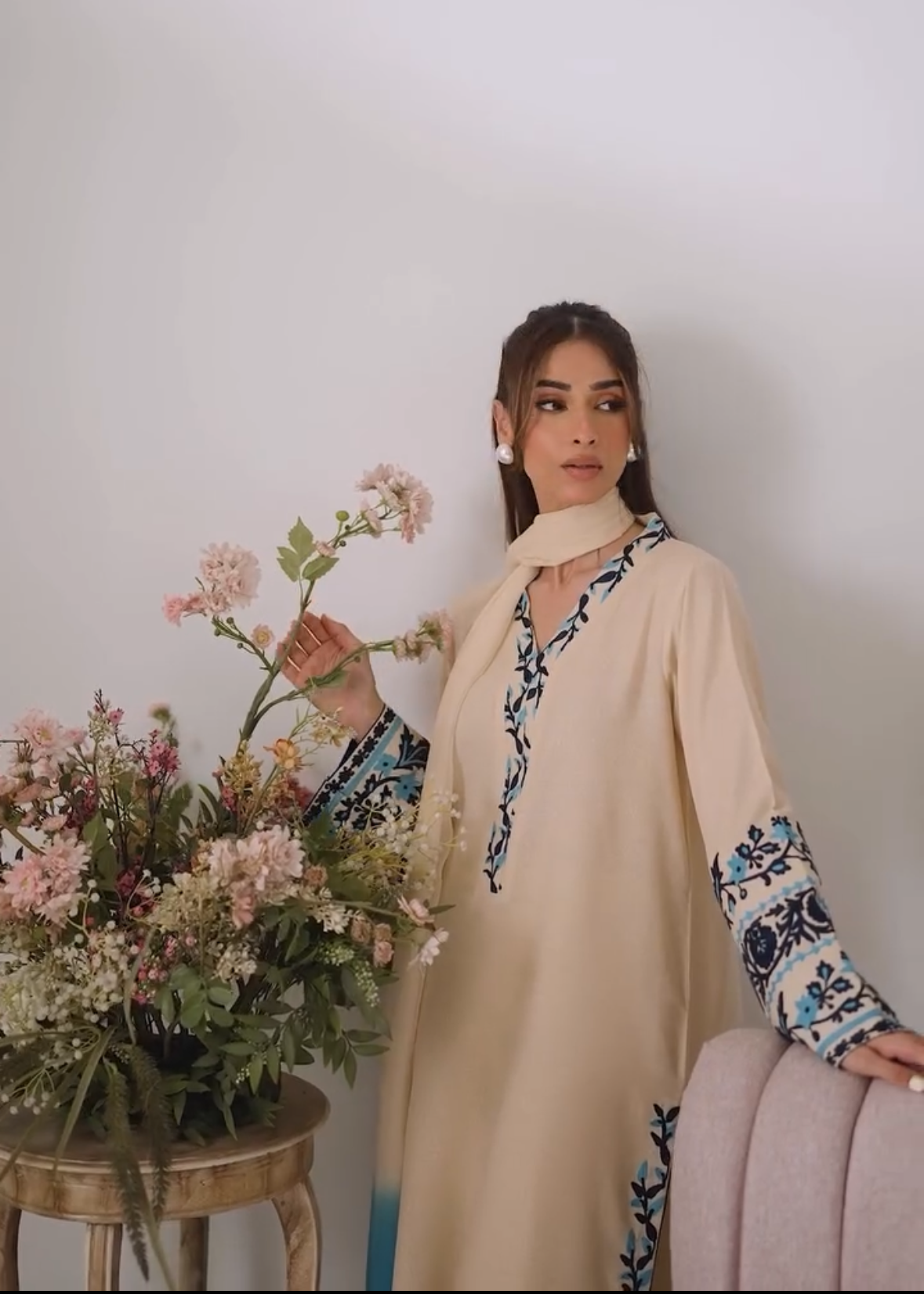 Women’s Ethnic Embroidered Georgette suit Set with Dupatta | Party Wear D6338