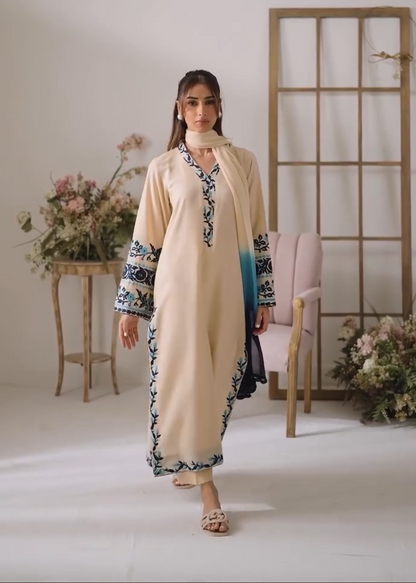 Women’s Ethnic Embroidered Georgette suit Set with Dupatta | Party Wear D6338