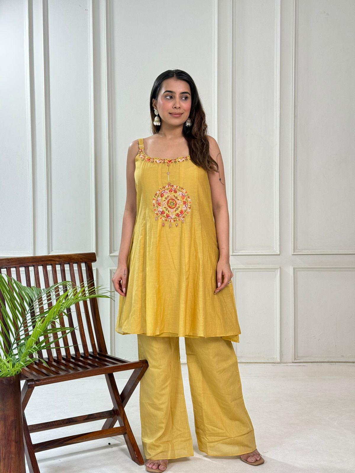 Fancy Mul chanderi Embroidered Co-ord Set D6213 - kharidari