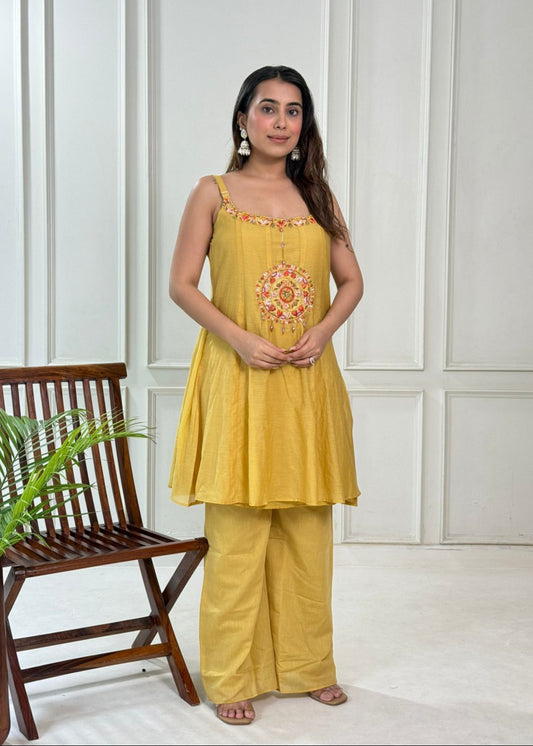 Fancy Mul chanderi Embroidered Co-ord Set D6213